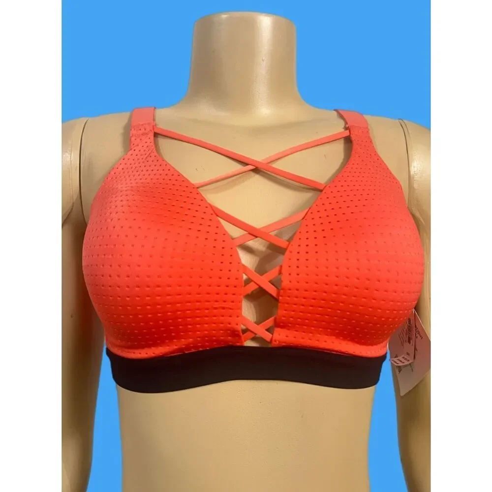 Victoria’s Secret Sport Lightweight Strappy front padded sports bra coral 32C